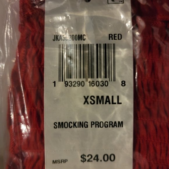 Crave Fame Red Juniors' Smocked Off-The-Shoulder Crop Top - Size XS - Picture 2 of 2